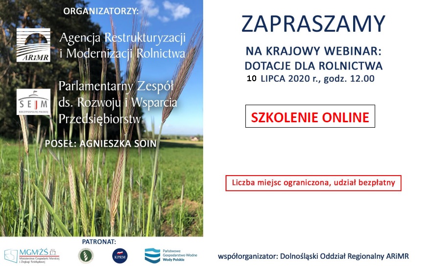 WEBINAR: DOTACJE DLA ROLNICTWA